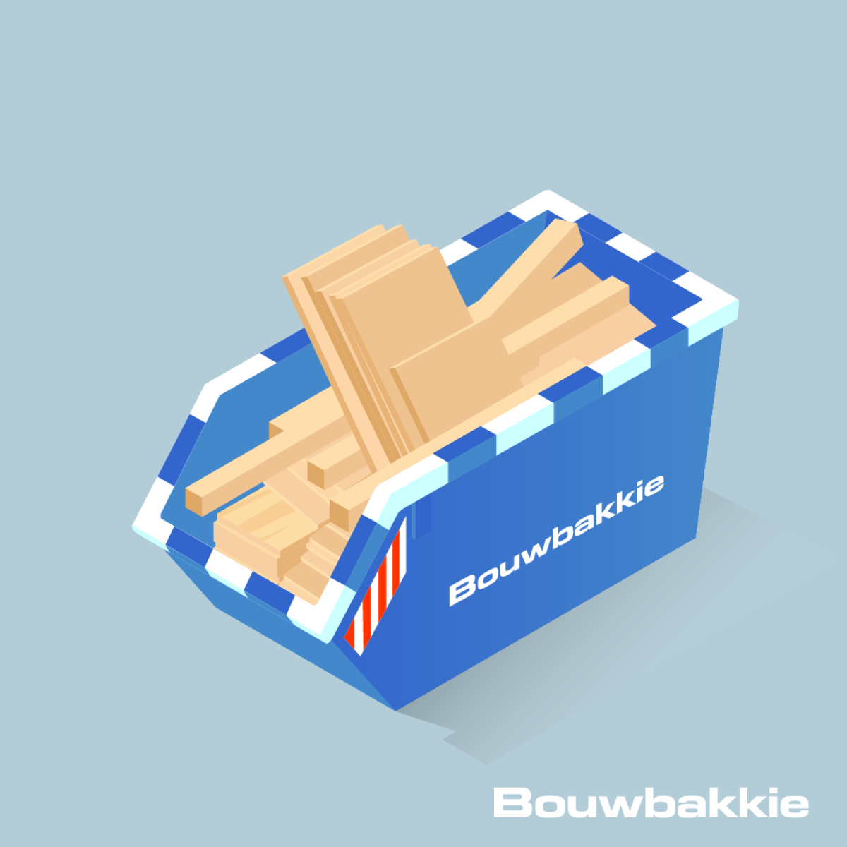 Bouwbakkie houtafval container