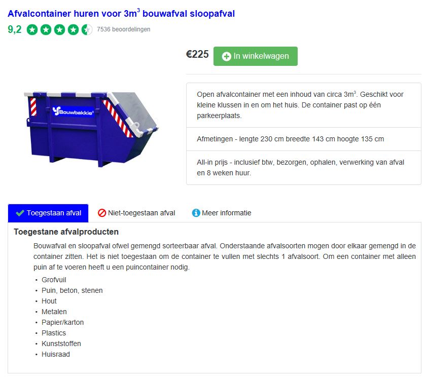 Bouwbakkie - Oude container overzicht