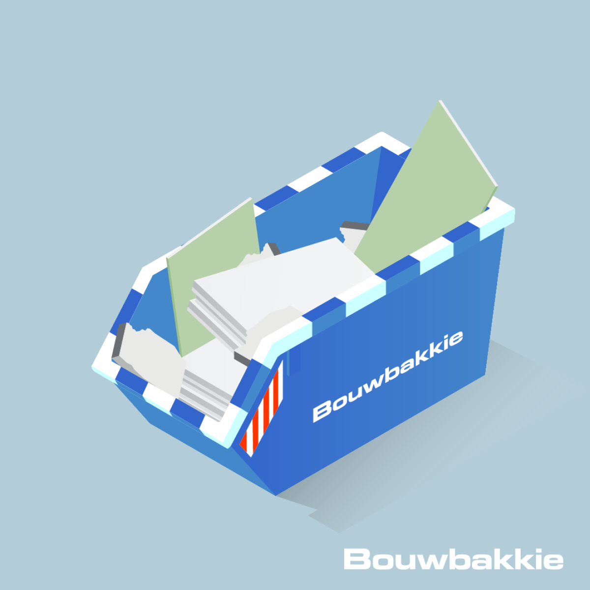 Bouwbakkie gipsafval container